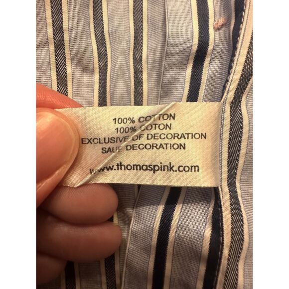 Pink Thomas Pink Men’s Button Shirt Size 16.5 42 Slim Fit Striped Office Preppy - Picture 11 of 11